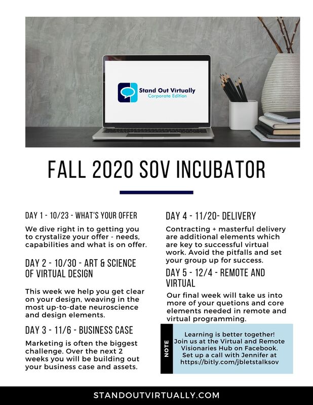 Fall 2020 Stand Out Virtually Incubator